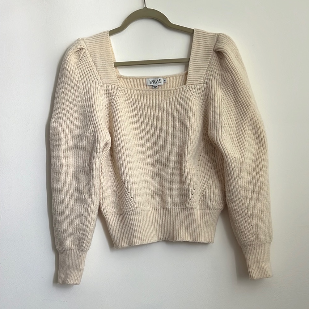 Molly Bracken Cream Crew Neck Sweater with Elegant Simplicity